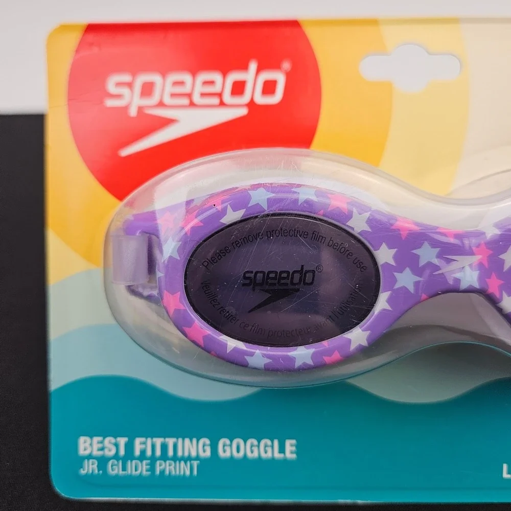 Speedo Junior‎ Glide Print Goggles Ages 6-14 Purple Stars Easy Adjust Straps New